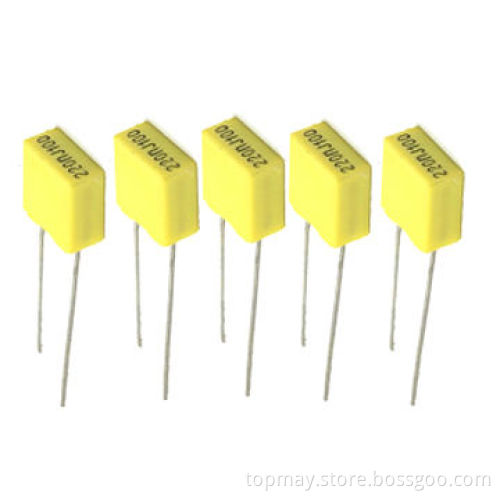 Mini Box Metalized Polyester Film Capacitors, Suitable for Direct Current, Blocks and VHF SignalsNew